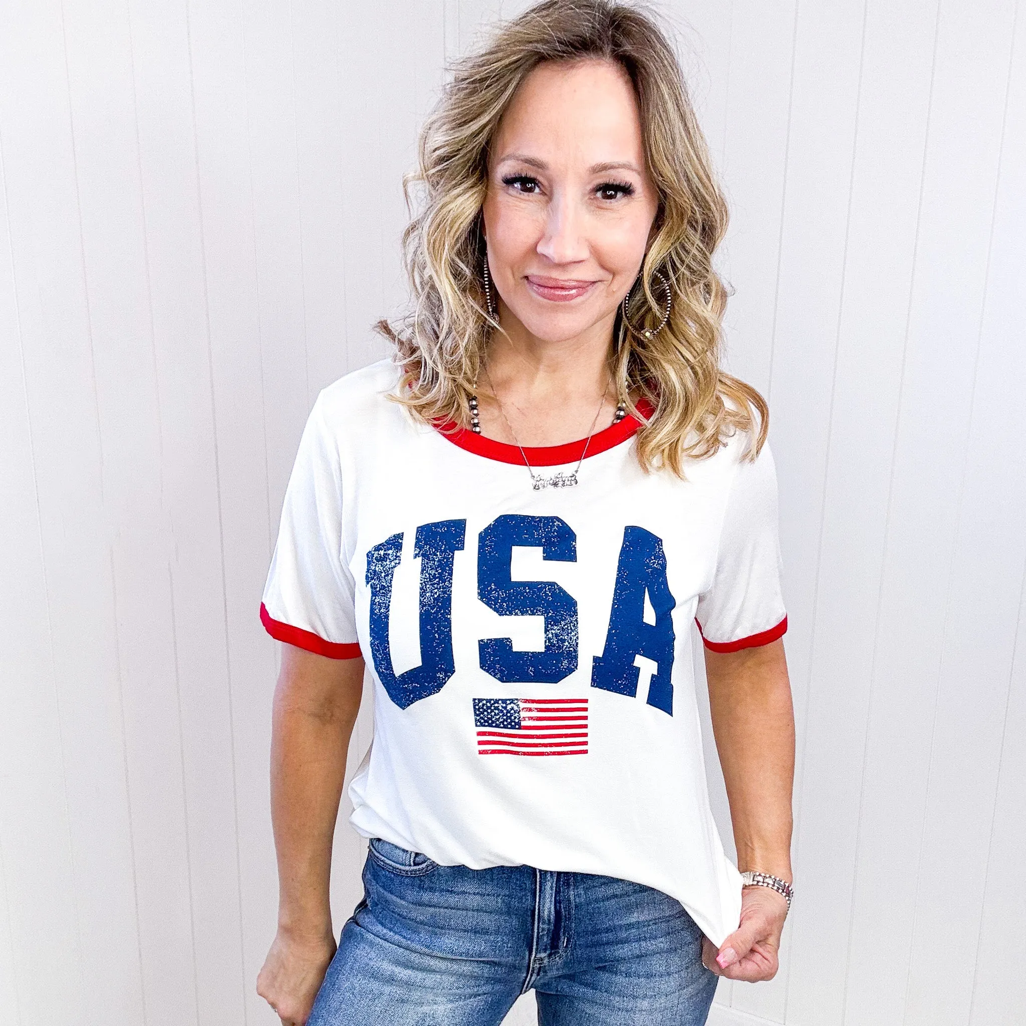 USA Contrast Trim Short Sleeve T-Shirt sold by Boujee Boutique product image thumbnail 3