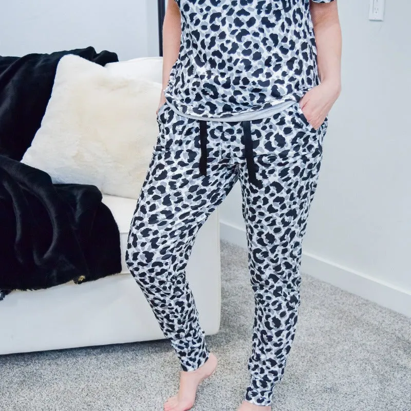Grey Leopard Print Short Sleeve Pajama Set sold by Boujee Boutique product image thumbnail 5