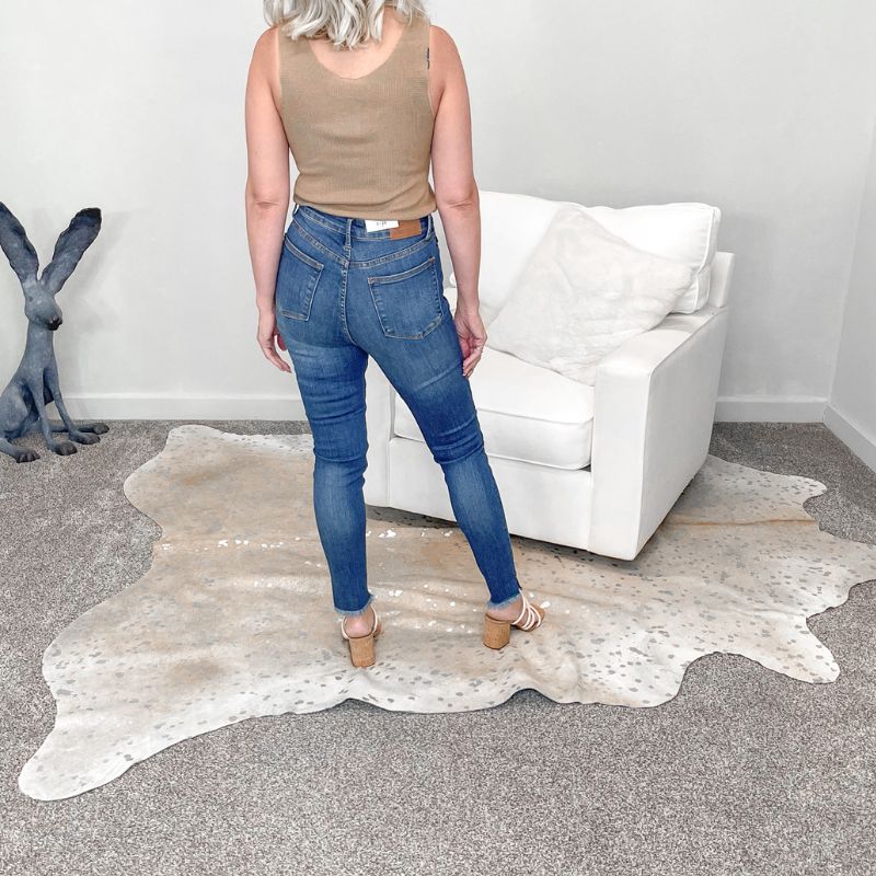Judy Blue High Waist Tummy Control Side Slit Fray Hem Skinny Jeans sold by Boujee Boutique product image thumbnail 2