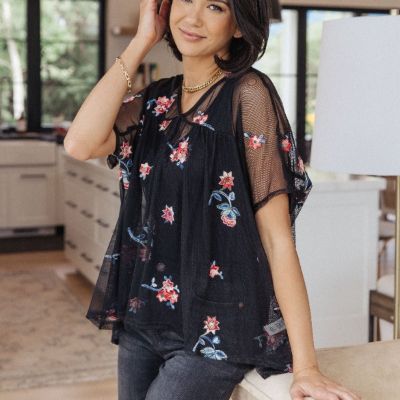 Black and Floral Best We've Got Embroidered Blouse sold by Boujee Boutique