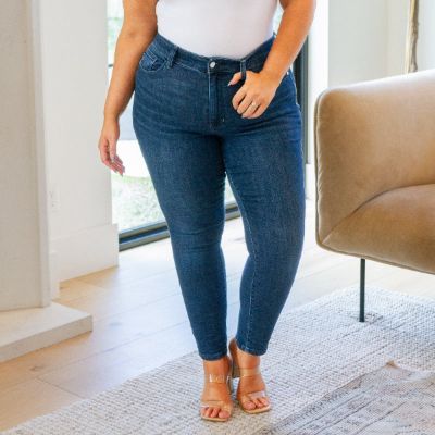 Judy Blue Addison Mid Rise Crinkle Ankle Skinny Jeans made by Judy Blue