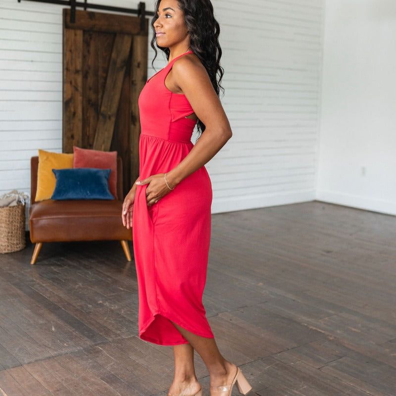 Super Soft Good Idea Jumpsuit in Red sold by Boujee Boutique product image thumbnail 5