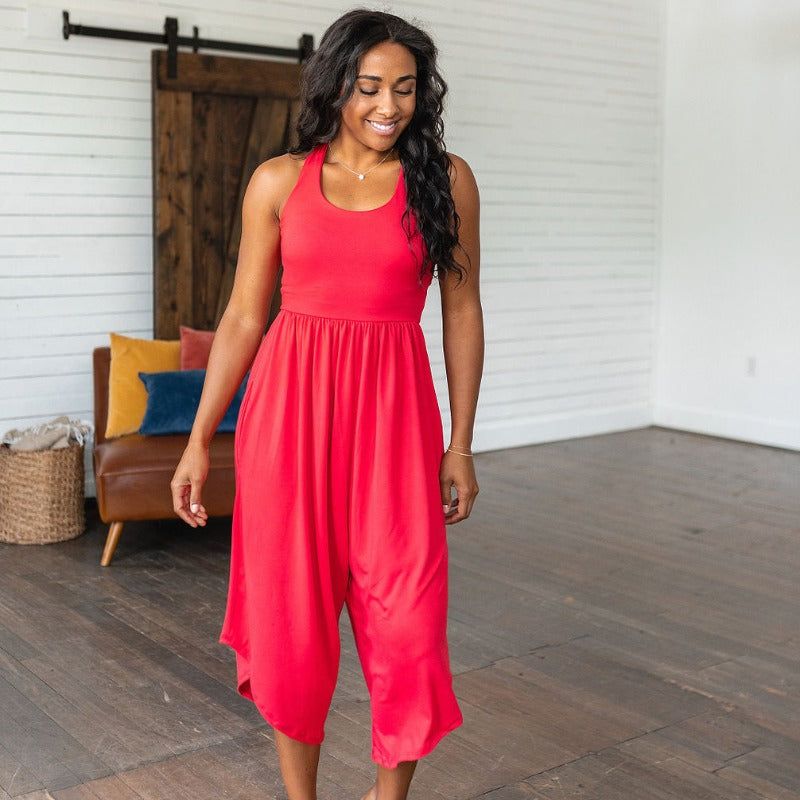 Super Soft Good Idea Jumpsuit in Red sold by Boujee Boutique product image thumbnail 2