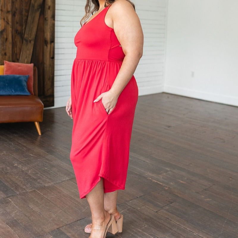 Super Soft Good Idea Jumpsuit in Red sold by Boujee Boutique product image thumbnail 3