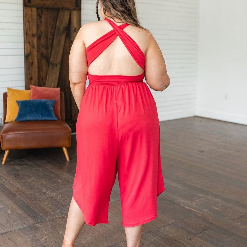 Super Soft Good Idea Jumpsuit in Red sold by Boujee Boutique product image thumbnail 4