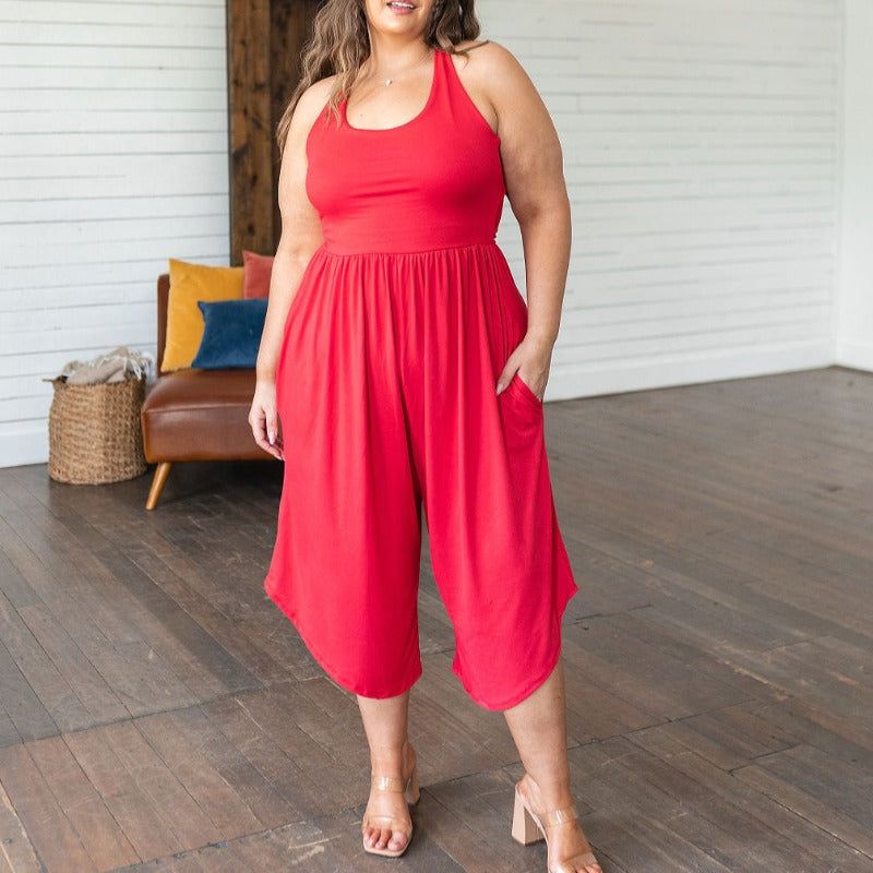 Super Soft Good Idea Jumpsuit in Red sold by Boujee Boutique
