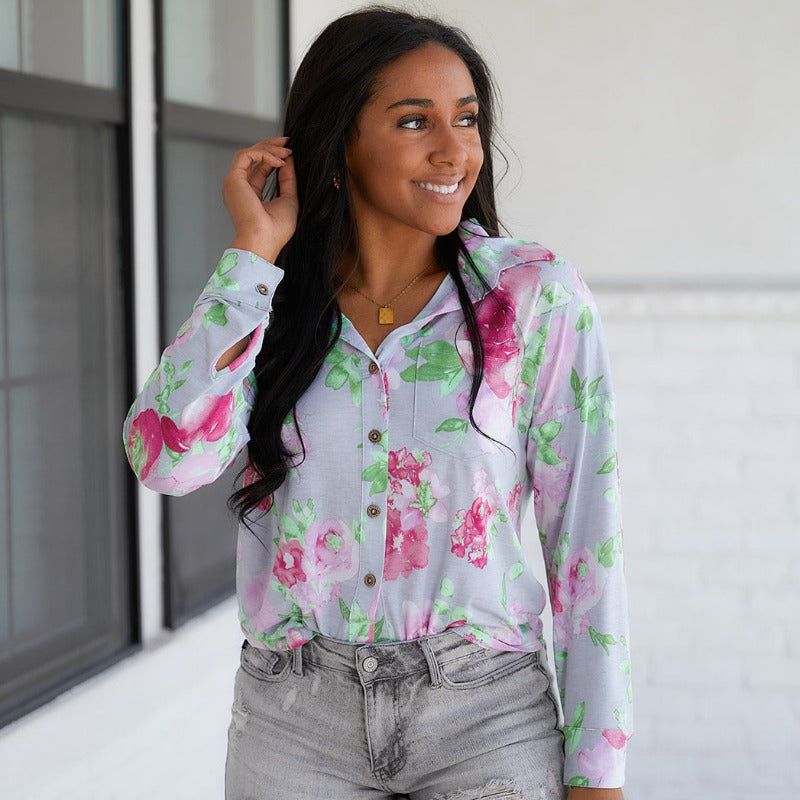 Cropped Thinking On It Open Back Floral Long Sleeve Top sold by Boujee Boutique product image thumbnail 12