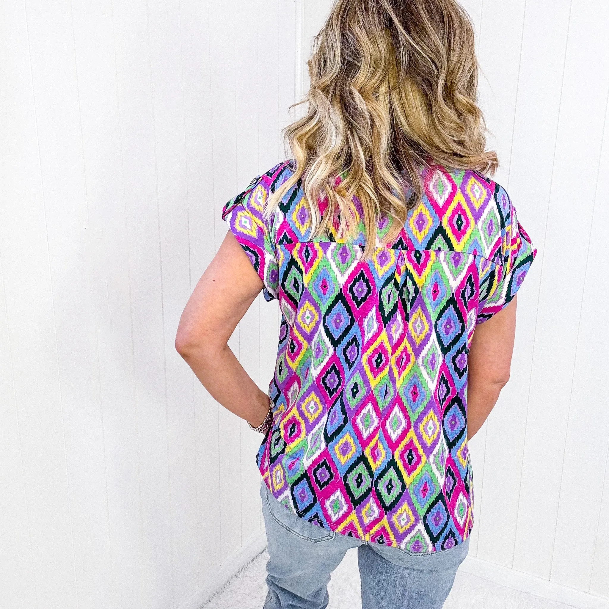 Dear Scarlett Lizzy Cap Sleeve Top in Lavender Ikat sold by Boujee Boutique product image thumbnail 5