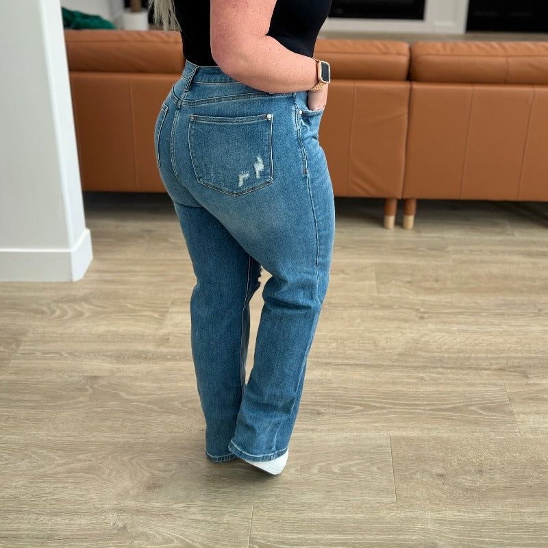 Judy Blue Carrie High Waist Tummy Control 90's Straight Jeans sold by Boujee Boutique product image thumbnail 4