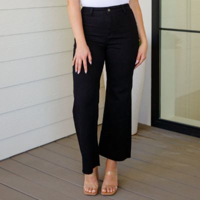 August High Rise Wide Leg Crop Jeans in Black sold by Boujee Boutique