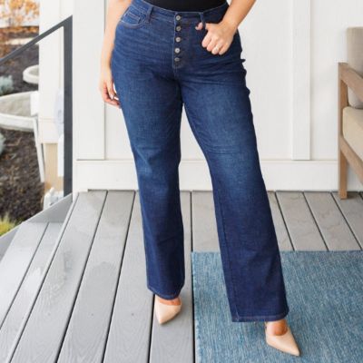 Judy Blue Arlo High Waist Button-Fly Straight Leg Jeans sold by Boujee Boutique