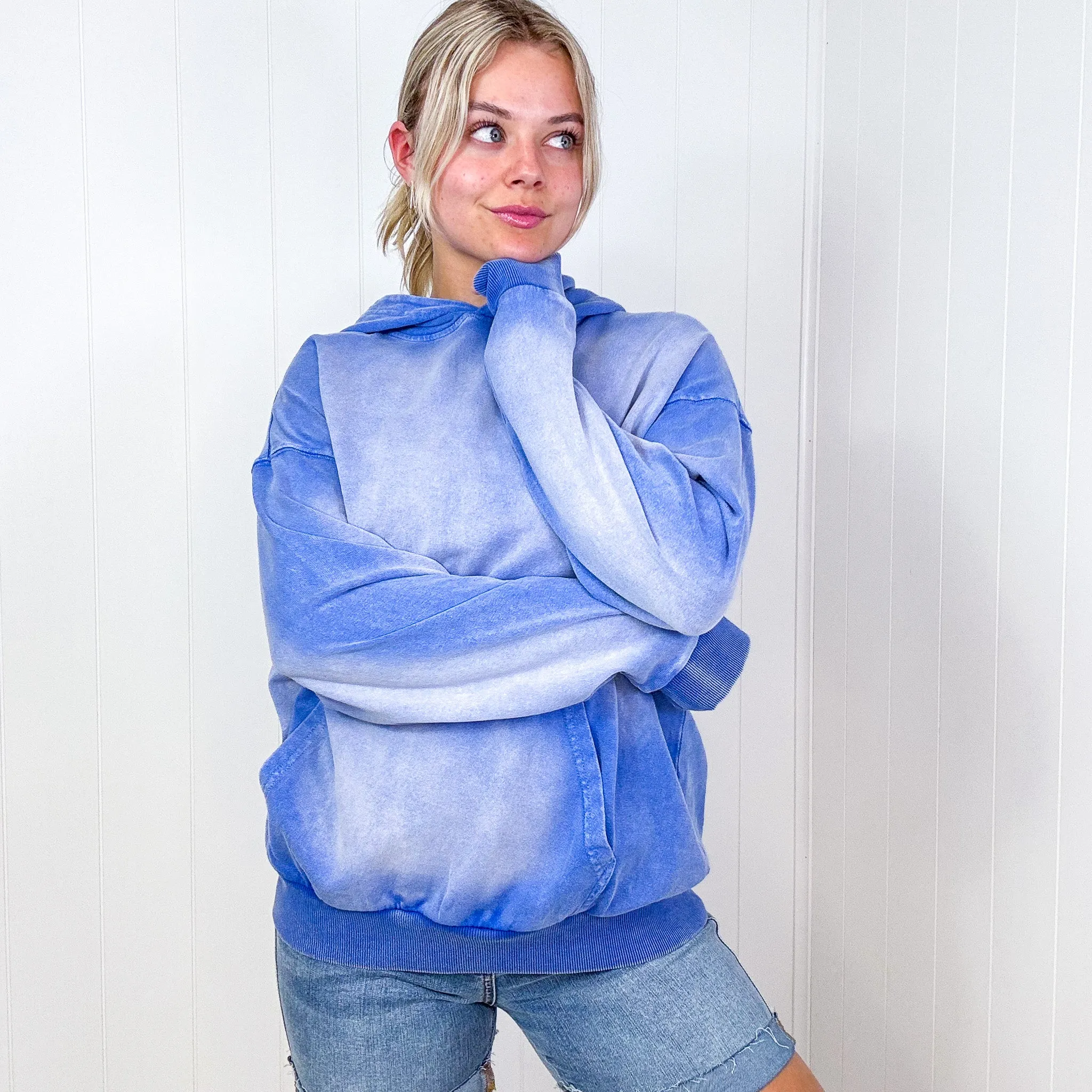 Easel Boho Ombre Faded Pocket Long Sleeve Hoodie in 2 Colors *Final Sale* sold by Boujee Boutique product image thumbnail 2