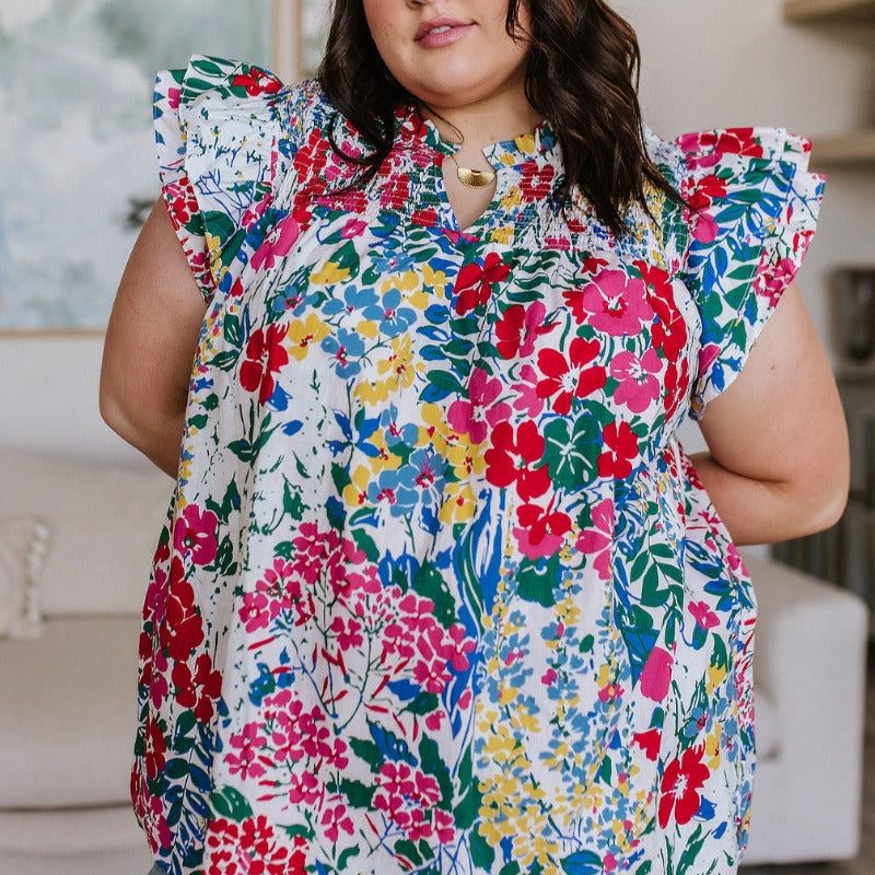 Floral Impressions Floral Puffy Short Sleeve Blouse sold by Boujee Boutique product image thumbnail 3