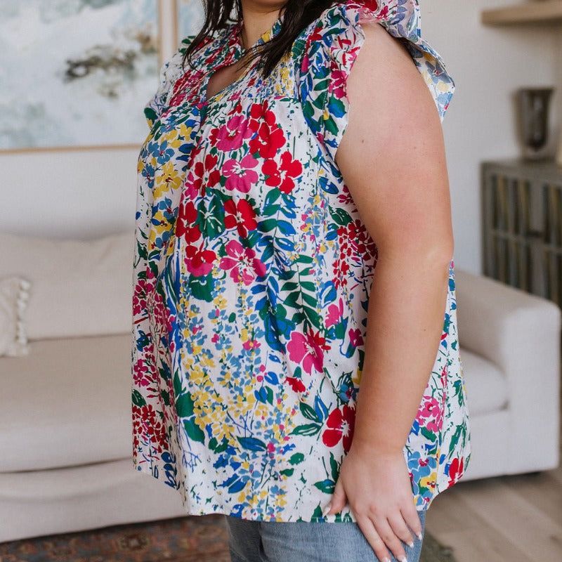 Floral Impressions Floral Puffy Short Sleeve Blouse sold by Boujee Boutique product image thumbnail 5