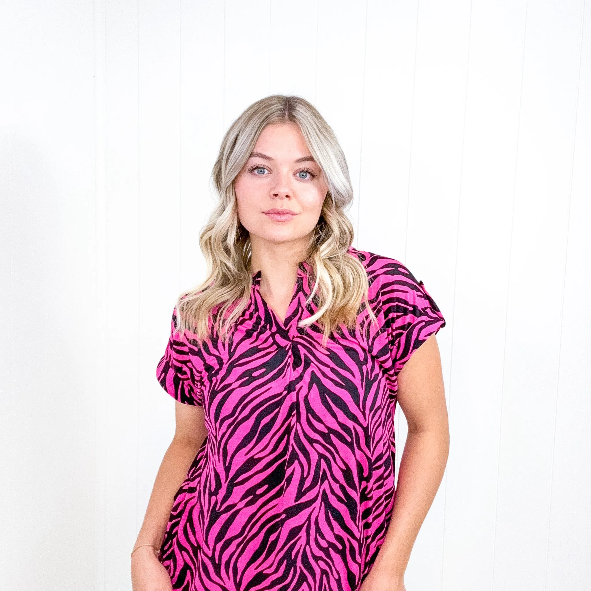 Dear Scarlett Lizzy Cap Sleeve Top in Pink and Black Zebra sold by Boujee Boutique product image thumbnail 2