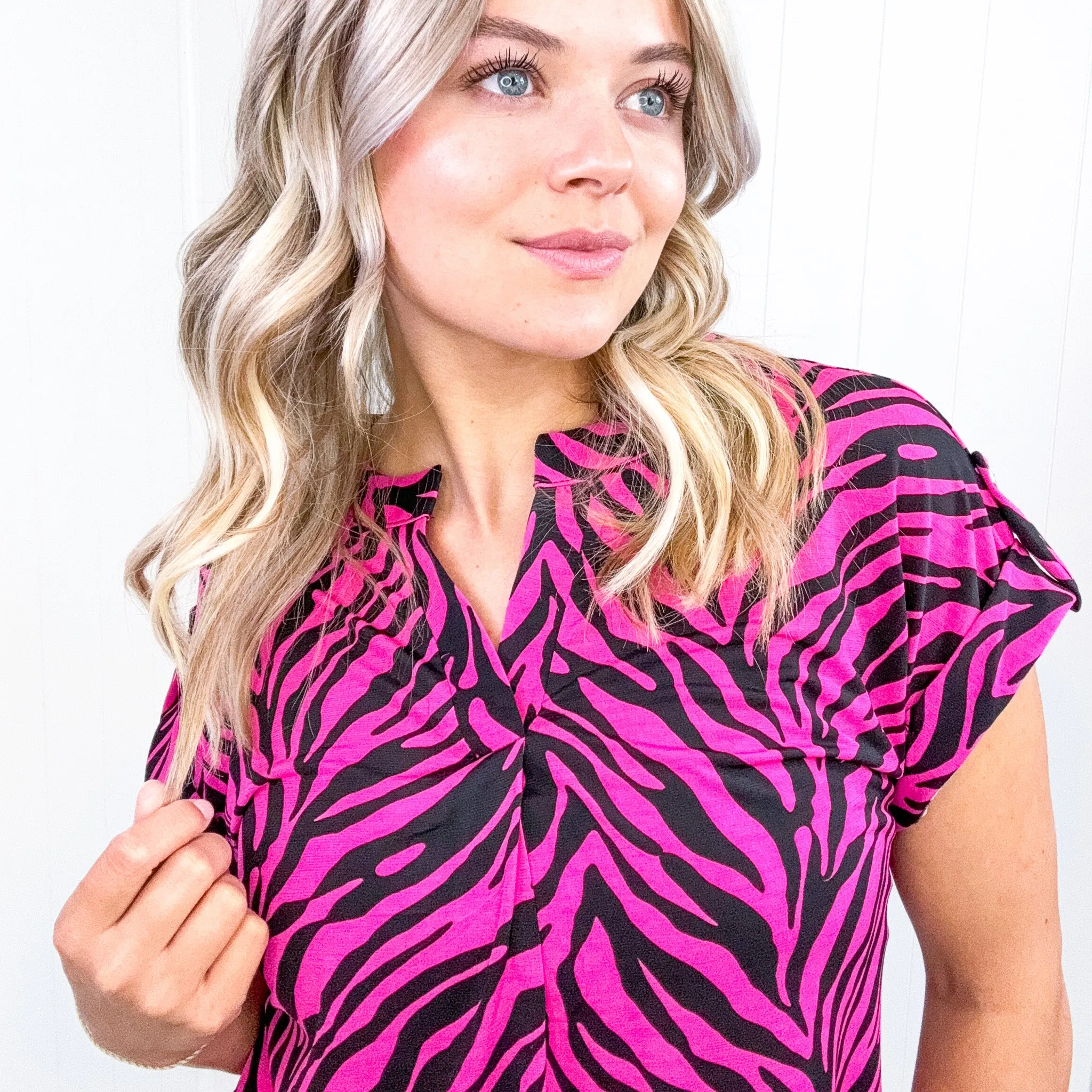 Dear Scarlett Lizzy Cap Sleeve Top in Pink and Black Zebra sold by Boujee Boutique product image thumbnail 5