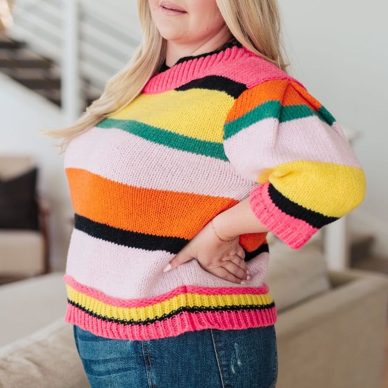 Bright Side Striped Short Sleeve Sweater sold by Boujee Boutique product image thumbnail 5