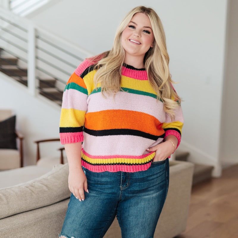 Bright Side Striped Short Sleeve Sweater sold by Boujee Boutique product image thumbnail 3