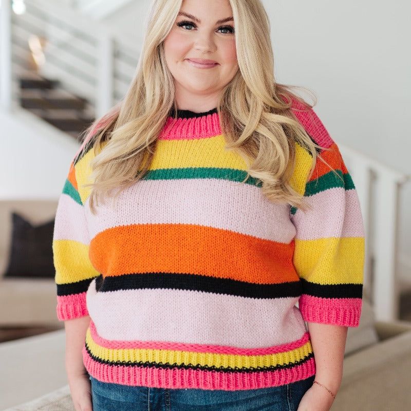 Bright Side Striped Short Sleeve Sweater sold by Boujee Boutique product image thumbnail 2