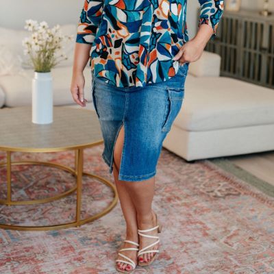 Always Be There Midi Cargo Denim Skirt sold by Boujee Boutique