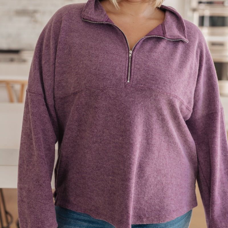 Cozy Moment Quarter Zip Pullover in Purple sold by Boujee Boutique product image thumbnail 3