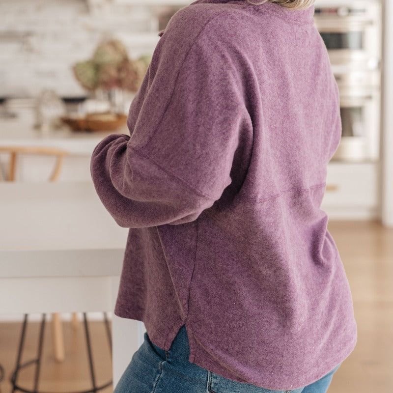 Cozy Moment Quarter Zip Pullover in Purple sold by Boujee Boutique product image thumbnail 6