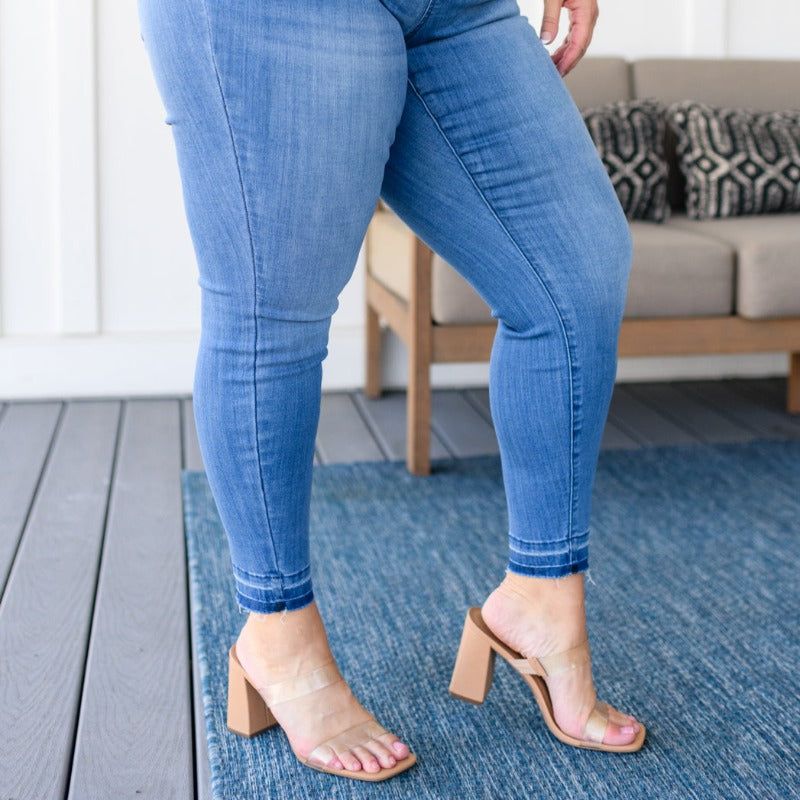 Judy Blue Amanda High Rise Pull on Release Hem Skinny Jeans sold by Boujee Boutique product image thumbnail 3