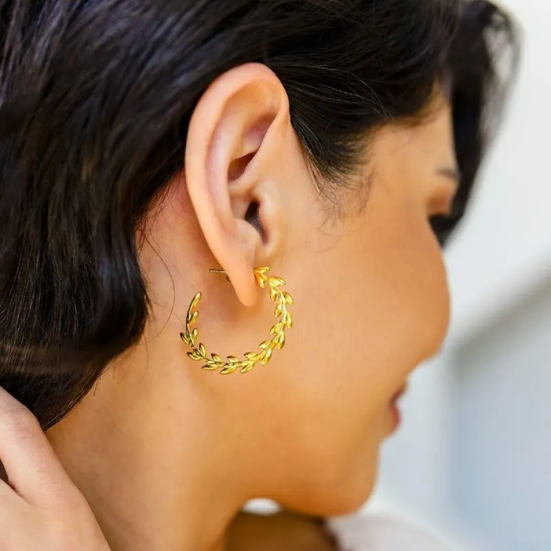 Laurel Wreath Hoop Earrings sold by Boujee Boutique