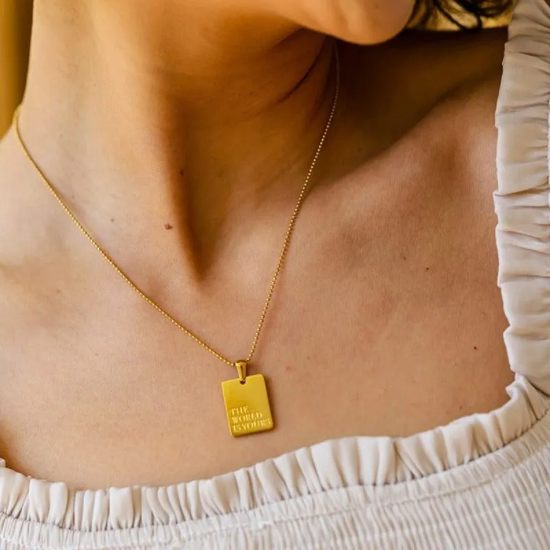 The World is Yours Pendant Necklace sold by Boujee Boutique