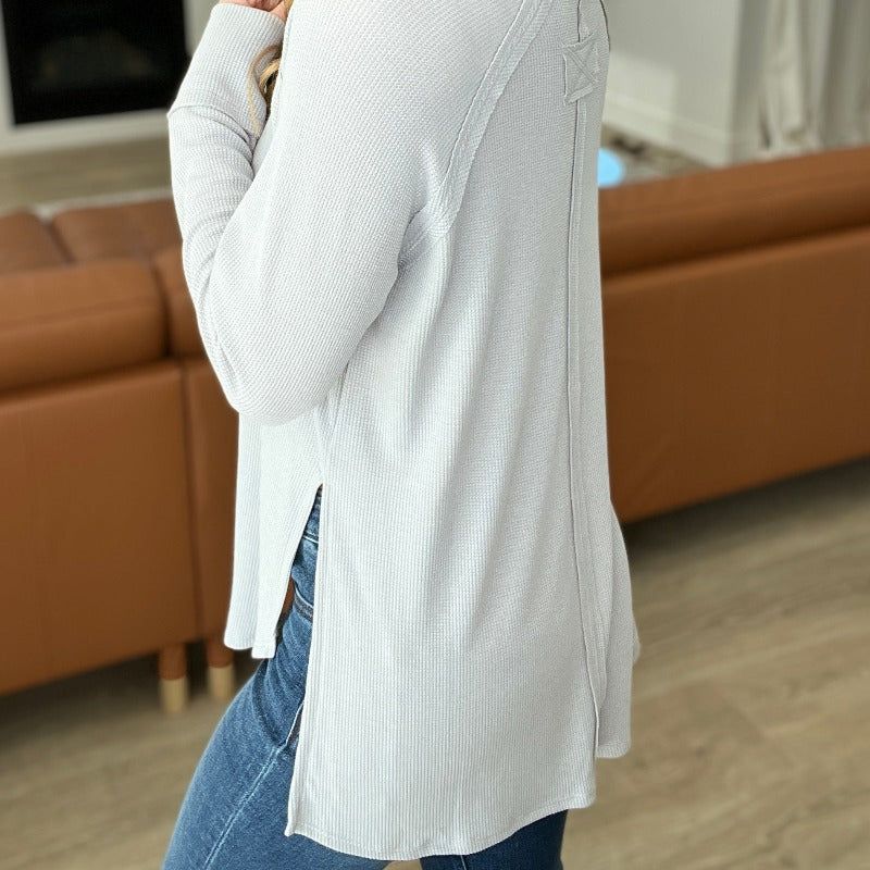 Melange Baby Waffle Long Sleeve Top in Light Grey sold by Boujee Boutique product image thumbnail 3