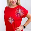 Light Me Up Red Sequin Firework Dolman Short Sleeve Top sold by Boujee Boutique