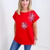 Light Me Up Red Sequin Firework Dolman Short Sleeve Top sold by Boujee Boutique