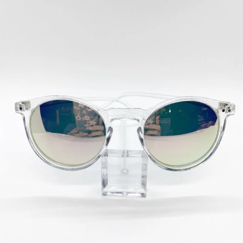 Pink Lens Clear Frame Round Sunglasses sold by Boujee Boutique