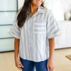 Tailored to Relax Striped Button Down sold by Boujee Boutique