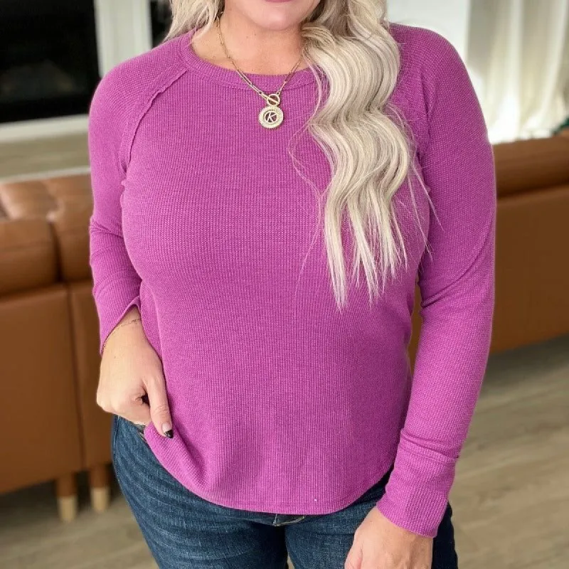 Baby Waffle Long Sleeve Top in Light Plum sold by Boujee Boutique