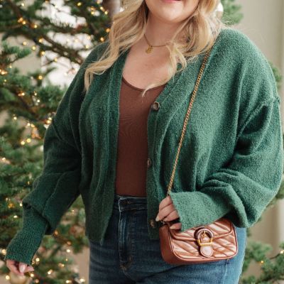 Direct Conclusion Dark Green Sweater Knit Cardigan sold by Boujee Boutique