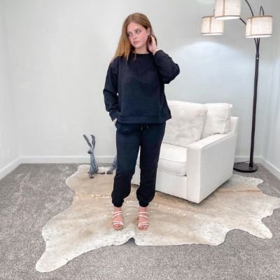 Black Textured Long Sleeve Sweatshirt Top sold by Boujee Boutique