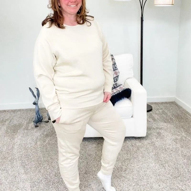 Natural Extremely Soft Elevated Contrast Seam Joggers sold by Boujee Boutique