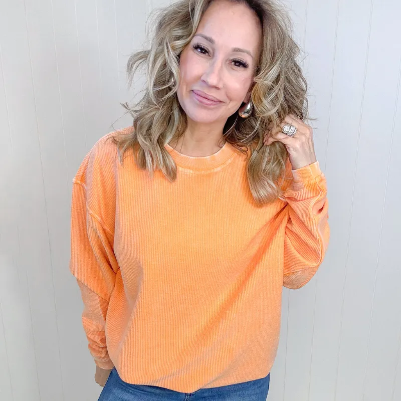 Oversized Luxe Soft Corded Crewneck Pullover in 2 Colors sold by Boujee Boutique