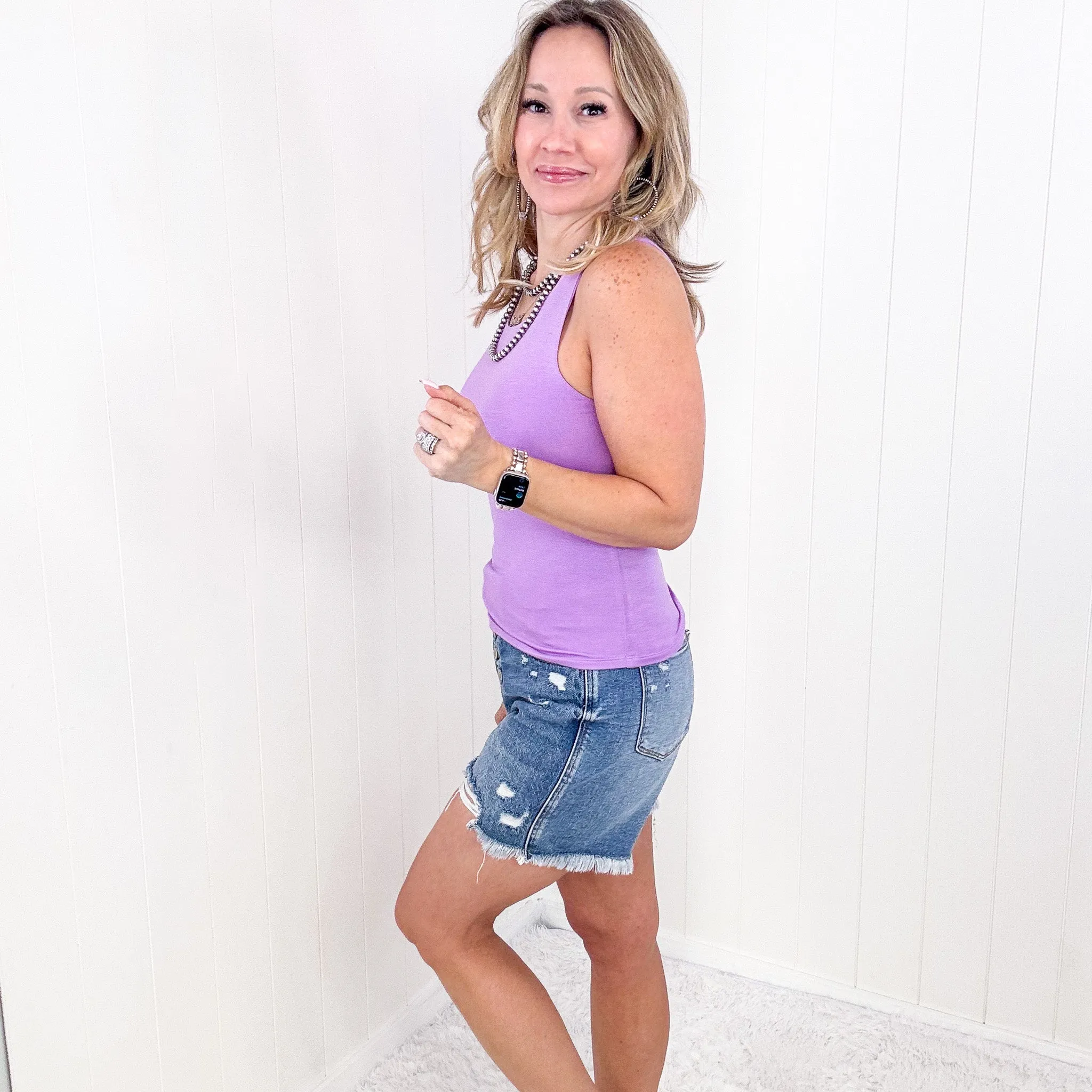 Lavender Double Layered Round Neck Tank Top sold by Boujee Boutique product image thumbnail 3
