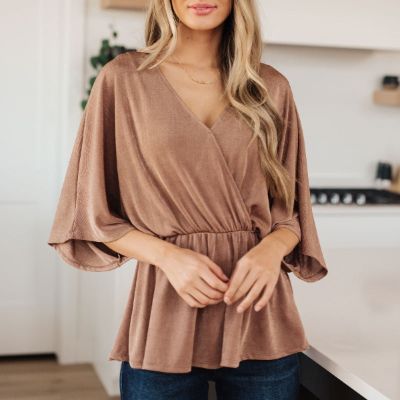Dazzlingly Draped V-Neck Blouse sold by Boujee Boutique