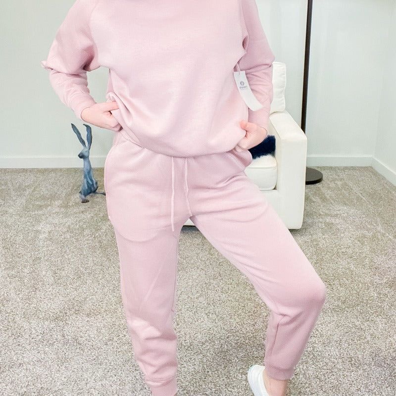 Rose Elevated Contrast Seam Joggers sold by Boujee Boutique