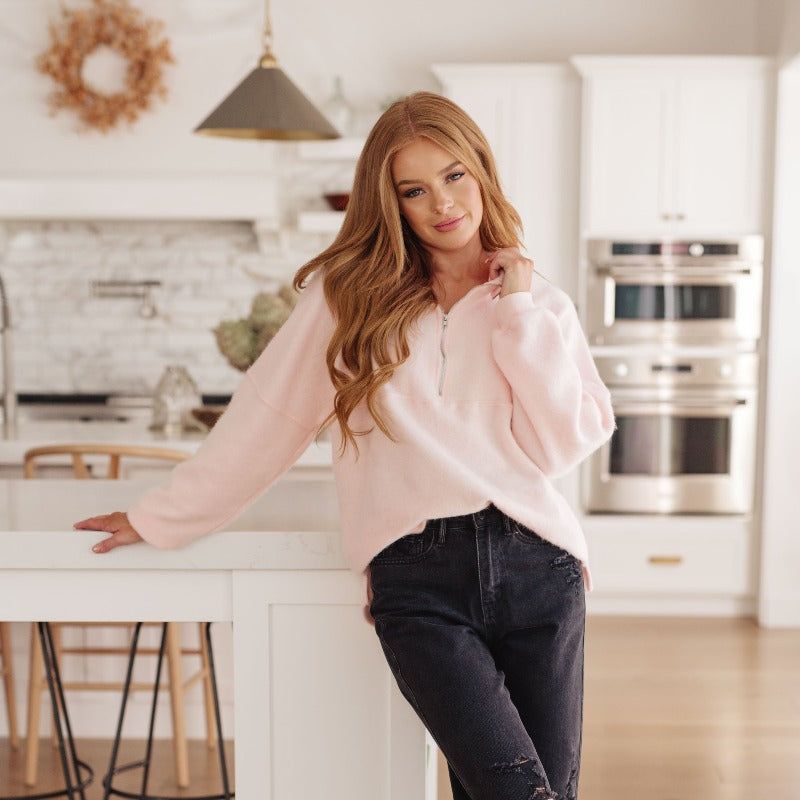 Cozy Moment Quarter Zip Pullover in Blush sold by Boujee Boutique product image thumbnail 4