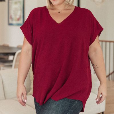 Very Much Needed V-Neck Top in Wine sold by Boujee Boutique