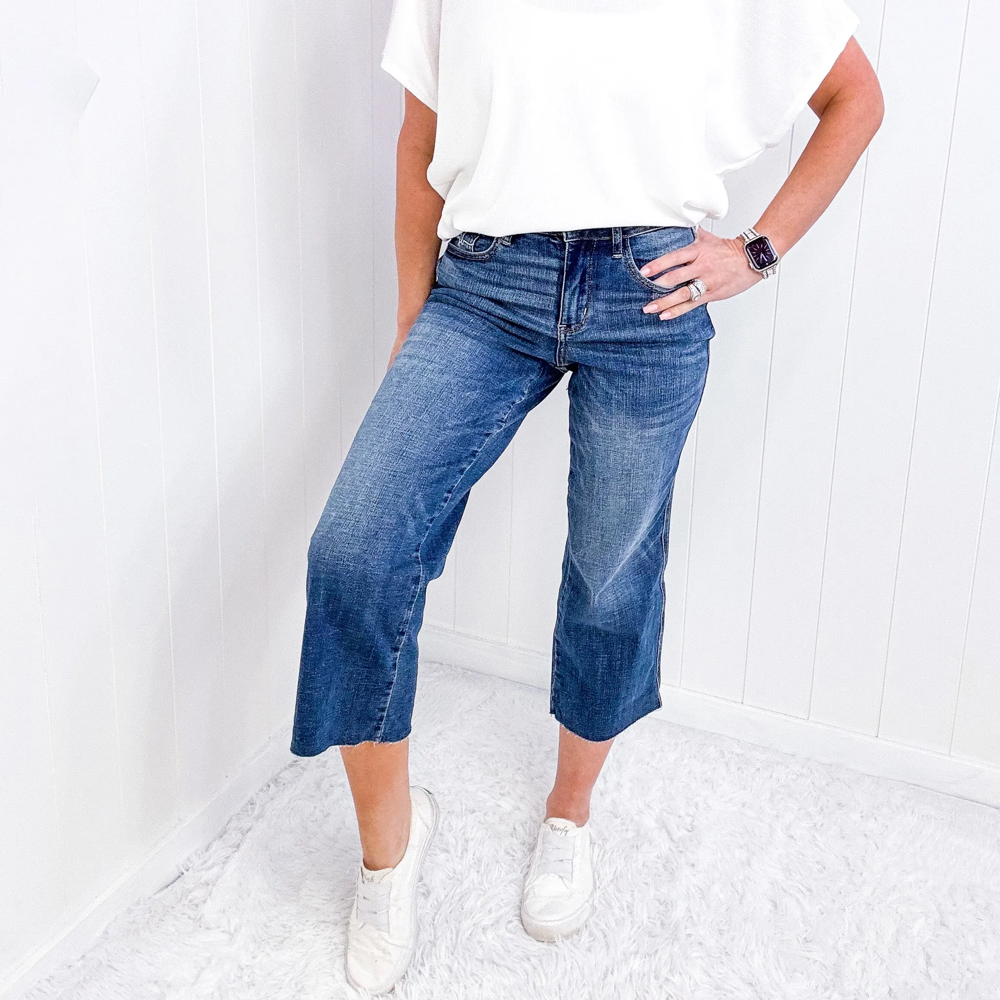 Judy Blue Sunshine High Waist Wide Leg Crop Jeans sold by Boujee Boutique