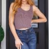 Fundamentals Ribbed Seamless Reversible Tank in Brown sold by Boujee Boutique