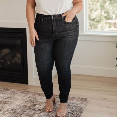 Judy Blue Washed Black High Waist Tummy Control Skinny Jeans sold by Boujee Boutique