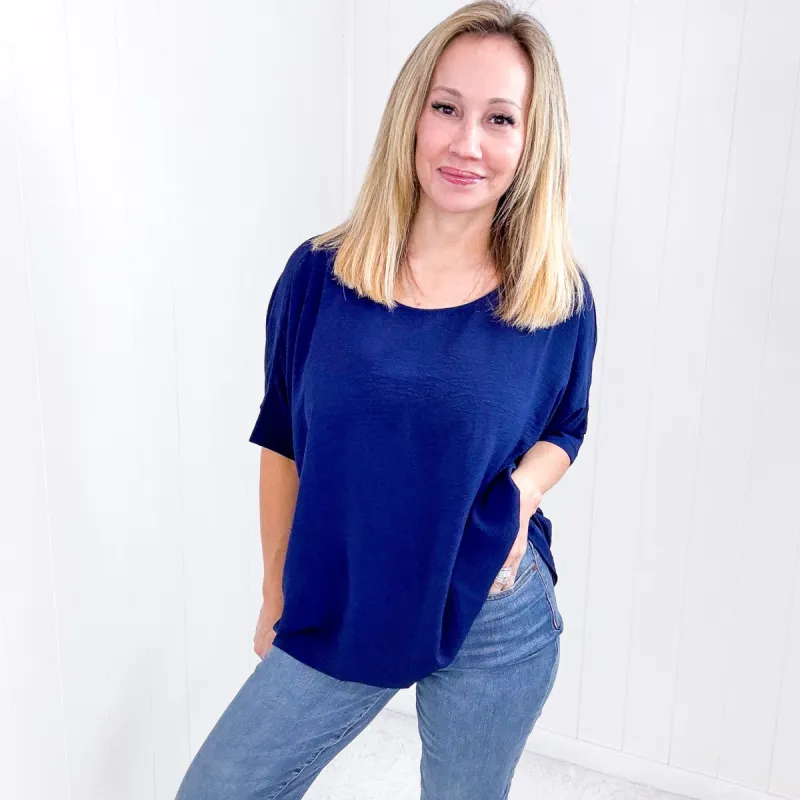 Andree By Unit Feels Like Me Dolman Sleeve Top in Navy sold by Boujee Boutique