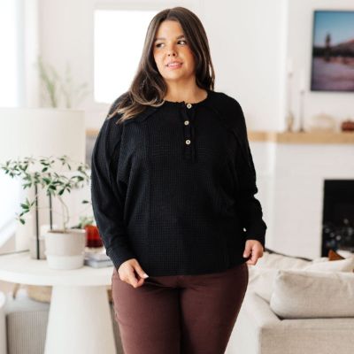 Better Than Best Black Henley Long Sleeve Top sold by Boujee Boutique