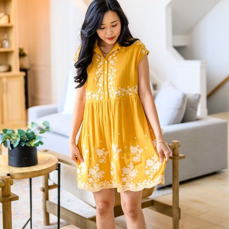 Marigold Embroidered Dress sold by Boujee Boutique product image thumbnail 3